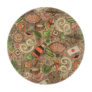 Japan Food: Schattigee hand getekend Snijplank