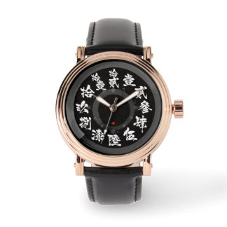 Japan geborsteld moeilijke oude Kanji [zwart gezic Horloge