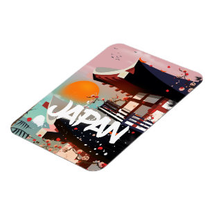 Japan Gebouw ondergaande zon poster Magneet