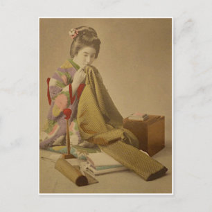 JAPAN Geisha Girl in Kimono ca1920  antiek Briefkaart