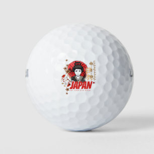 Japan  Geisha met vlag Koi en Lotus Souve Golfballen