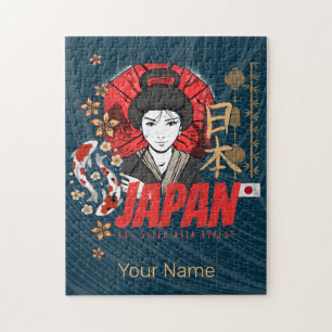 Japan  Geisha met vlag Koi en Lotus Souve Legpuzzel