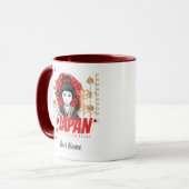 Japan  Geisha met vlag Koi en Lotus Souve Mok (Voorkant links)