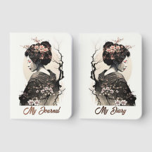 Japan Geisha Watercolor - Rose Foil Notebook Set