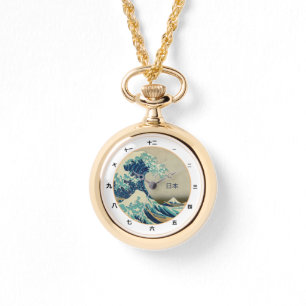  Japan, Great Wave off Kanagawa kanji watch Horloge