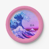 Japan, Great Wave off Kanagawa/Party roze Papieren Bordje (Voorkant)
