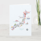 Japan Illustrated Map Folded Greeting Kaart (Voorkant)