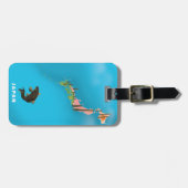 Japan Illustrated Map reisposter print. Bagagelabel (Voorkant horizontaal)