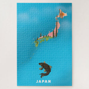 Japan Illustrated Map reisposter print. Legpuzzel