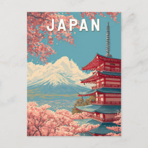 Japan Illustratie Reis Kunst Vintage Briefkaart