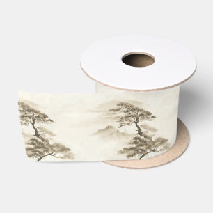 Japan Inkt Landschap Minimalistische Nevelige Berg Lint