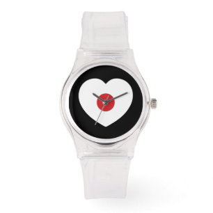 Japan   Japanse vlag hart Horloge