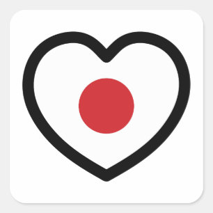 Japan   Japanse vlag hart Vierkante Sticker