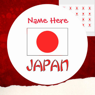 Japan Japanse Vlag Rood Personalisatie Ronde Sticker