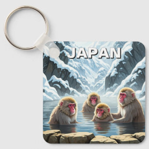 Japan Jigokudani Monkey Park Sneeuwapen Sleutelhanger