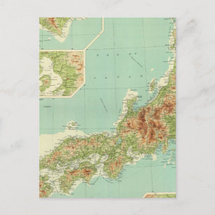 Japan-kaart met scheepvaartroutes briefkaart