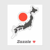 Japan kaart omtrek met rode cirkel sticker (Vel)