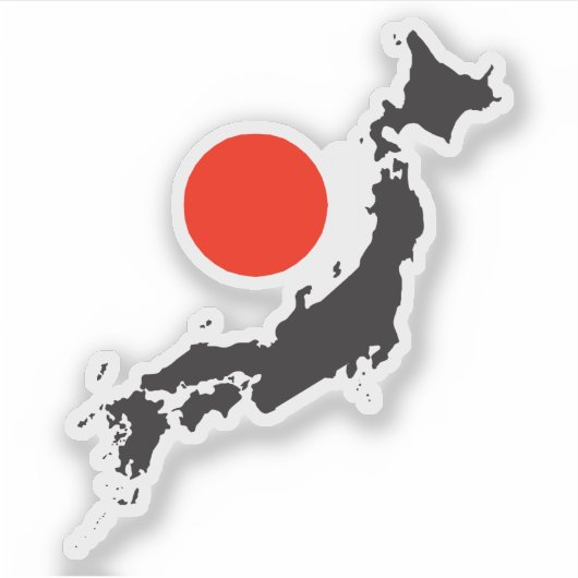 Japan kaart omtrek met rode cirkel sticker (Voorkant)