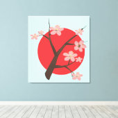 Japan kersenbloesem sakura tak bloemenprint canvas afdruk (Insitu (Houten vloer))