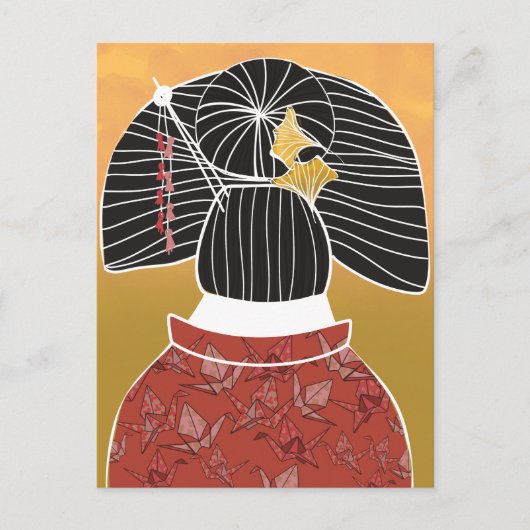 Japan Kimono Yukata Shrine geïllustreerd Briefkaart (Voorkant)