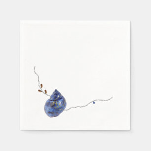 Japan Kintsugi blue seashell gedicht goud kust Servet