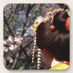Japan, Kyoto. Achteraanzicht close-up van geisha's Onderzetter