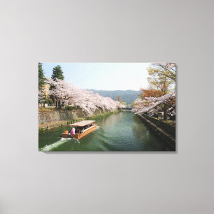 Japan, Kyoto. Bloem kijken op de boot Canvas Afdruk