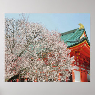 Japan, Kyoto. Kersenbloesem van Shinto Poster
