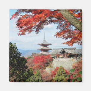 Japan, Kyoto. Kiyomizu-tempel in de herfstkleur Magneet