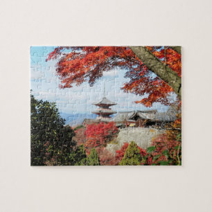 Japan, Kyoto. Kiyomizu tempel in herfstkleuren Legpuzzel