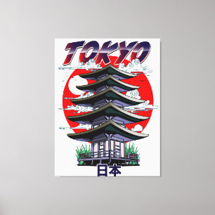 japan, land van de rijzende zonnetempel logo canva canvas afdruk