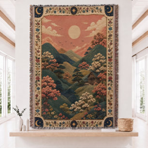Japan landschap geweven deken