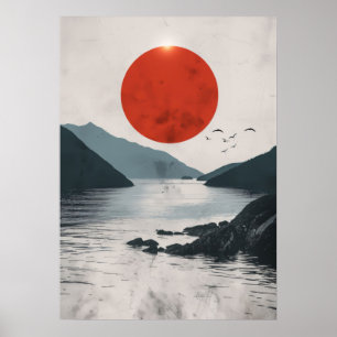 Japan Landschap Silhouet Poster