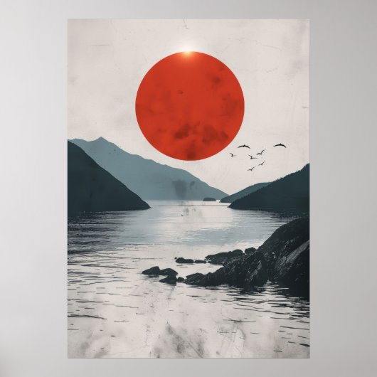 Japan Landschap Silhouet Poster (Voorkant)
