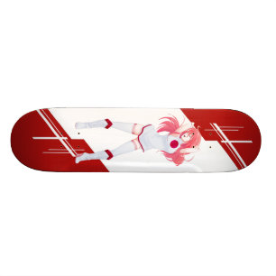 Japan Manga Anime meisje gekleed in vlag Japans Skateboard