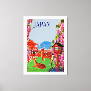 Japan met Deer  Canvas Afdruk