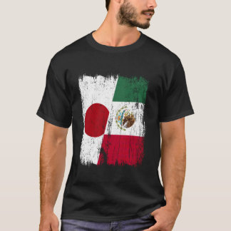Japan Mexico Halve Vlag Japans Mexicaanse Erfgoed T-shirt