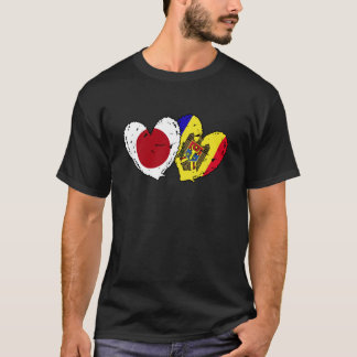 Japan Moldavië Hart Vlaggen Japans Moldavische Twe T-shirt