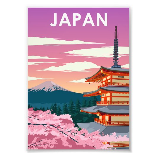 Japan Mount Fuji  Minimale reisposter Foto Afdruk (Voorkant)