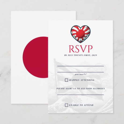 Japan Paar RSVP Kaartje (Voorkant / Achterkant)