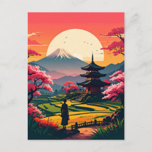 Japan Pagoda Cherry Blossoms Travel Souvenir Briefkaart