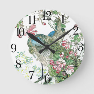 Japan Peacock Birds Crabapple Blossom Wall klok
