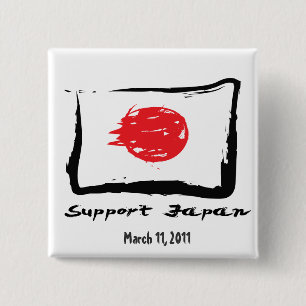 Japan Relief - steun Japan Buttonnen Vierkante Button 5,1 Cm