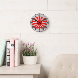 Japan Rijzende Zon Vintage Houtnerf Decoratie Muur Ronde Klok
