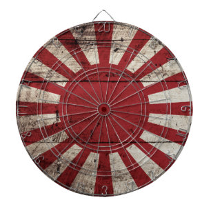 Japan Rising Sun vlag op Old Wood Grain Dartbord