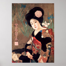 JAPAN SAKURA BEER Vrouwen in Kimono Oud Adverteren Poster