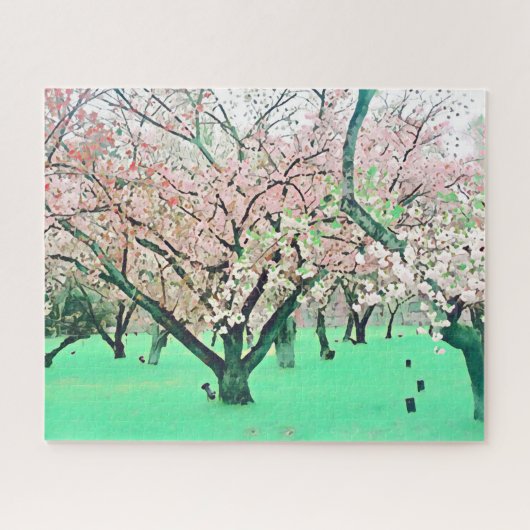 Japan Sakura cherry blossom landschap uitdagend Legpuzzel (Horizontaal)