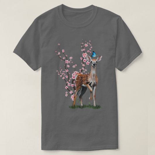 Japan Sakura Cherry Blossom Sika Deer Japans T-shirt (Design voorkant)
