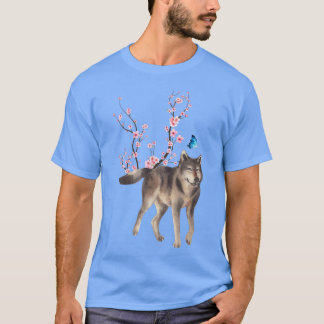 Japan Sakura Cherry Blossom Wolve Japans T-shirt