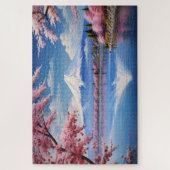 Japan, Sakura en Fuji landschap Legpuzzel (Verticaal)